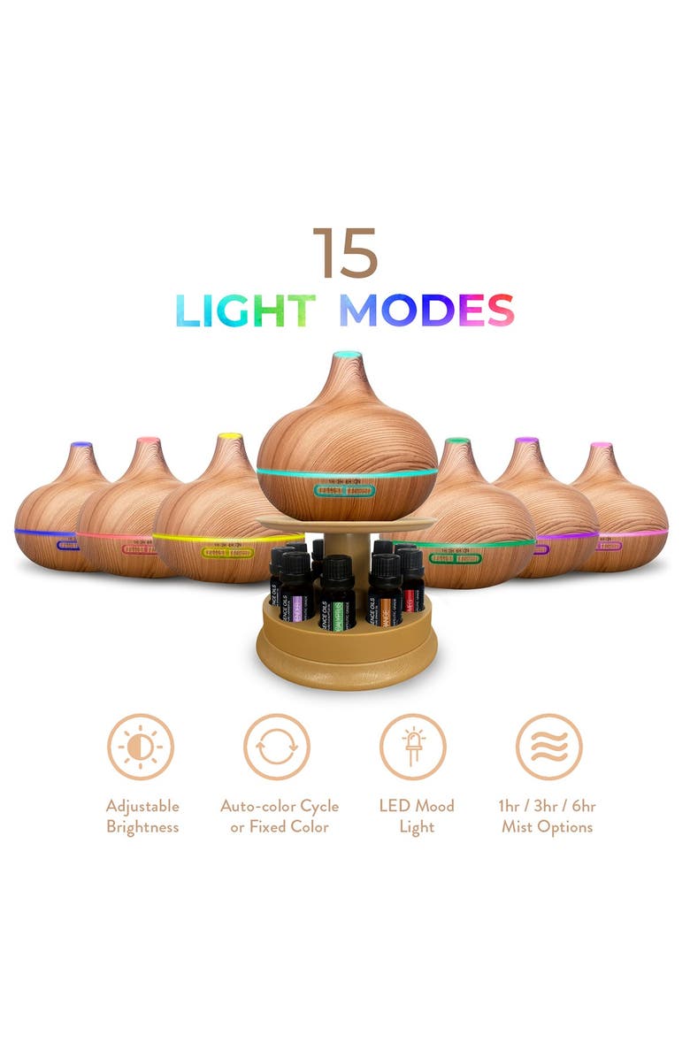 PURE DAILY CARE 300ml Ultrasonic Diffuser & 10 Pure Essential Oils, Alternate, color, 