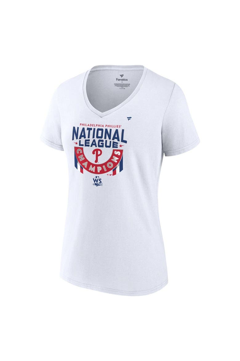 Women's Fanatics Branded White Philadelphia Phillies 2022 National League Champions Locker Room Plus Size V-Neck T-Shirt, Alternate, color, White