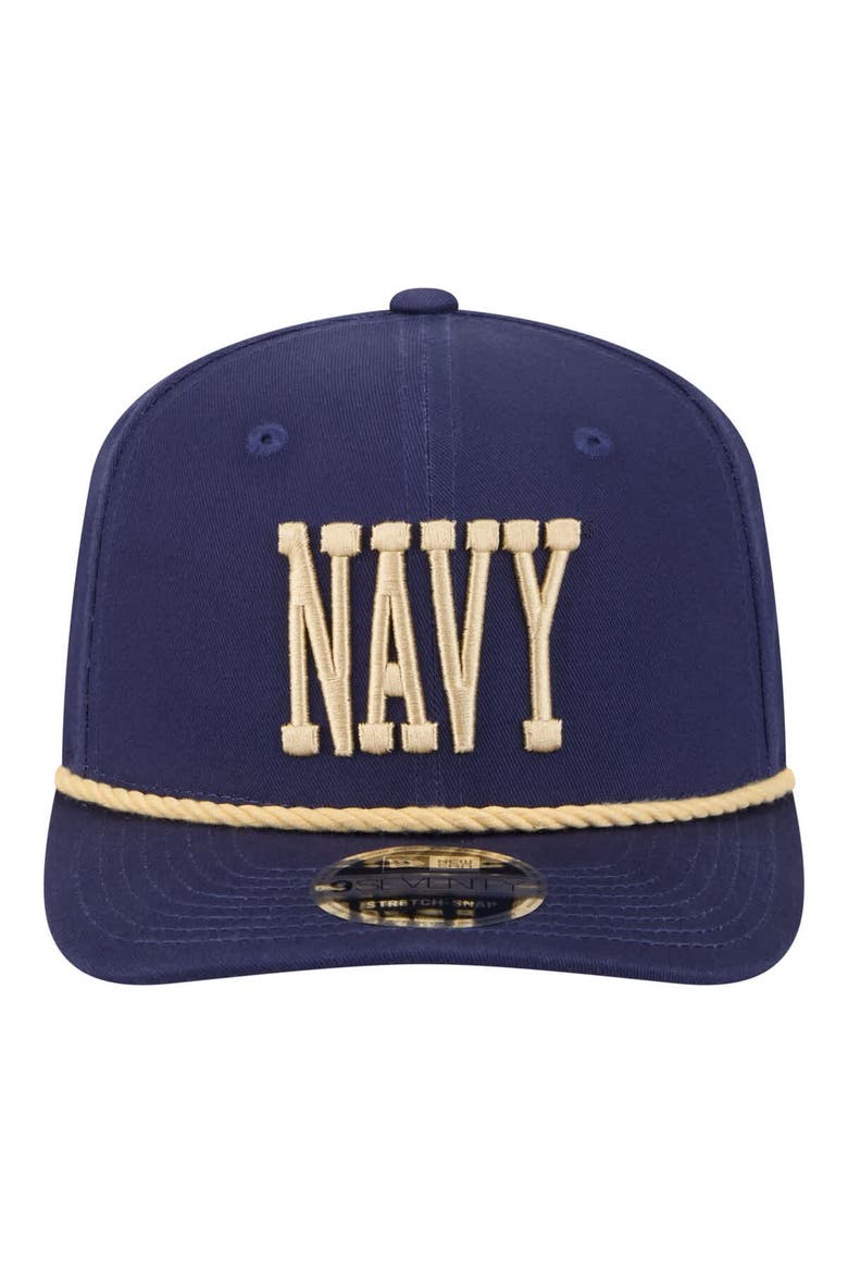 Men's New Era Navy Navy Midshipmen Wordmark Rope 9SEVENTY Stretch-Snap Hat, Alternate, color, Navy