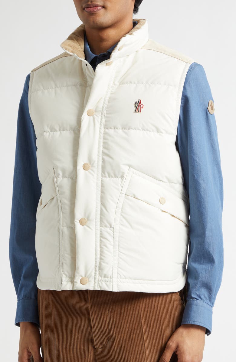 Moncler Grenoble Scais Mixed Media Down Puffer Vest, Alternate, color, Bright White