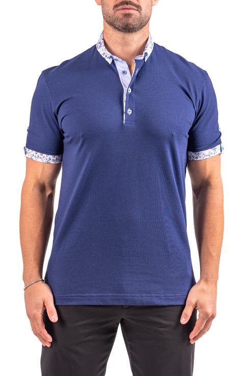 Collarsolidcobalt Blue Button-Down Polo