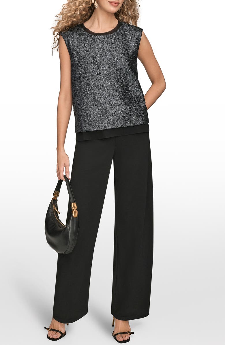 Donna Karan New York Metallic Sleeveless Top, Alternate, color, Black Iridescent