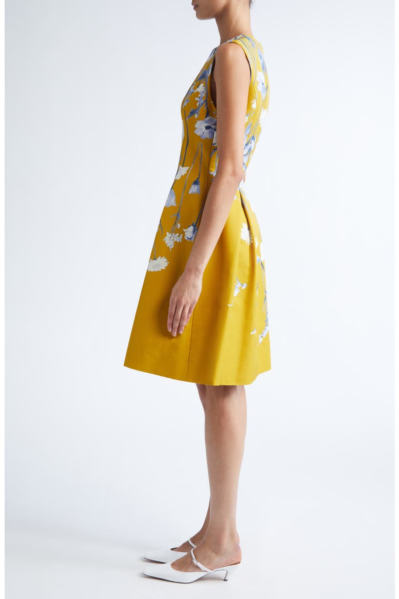 Betsy Floral Faille Fit & Flare Dress, Alternate, color, OCHRE MULTI