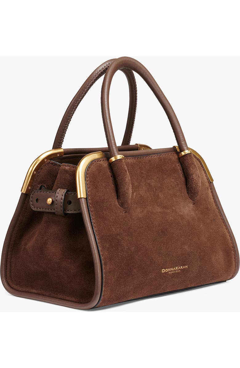Donna Karan New York Satin Suede Mini Satchel, Alternate, color, Chocolate