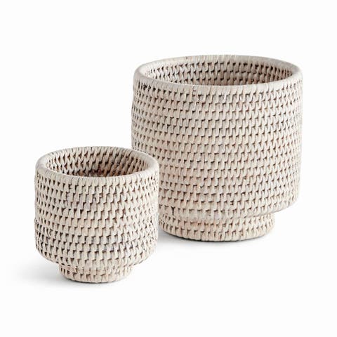 BURMA RATTAN CACHEPOTS SMALL Set of 2