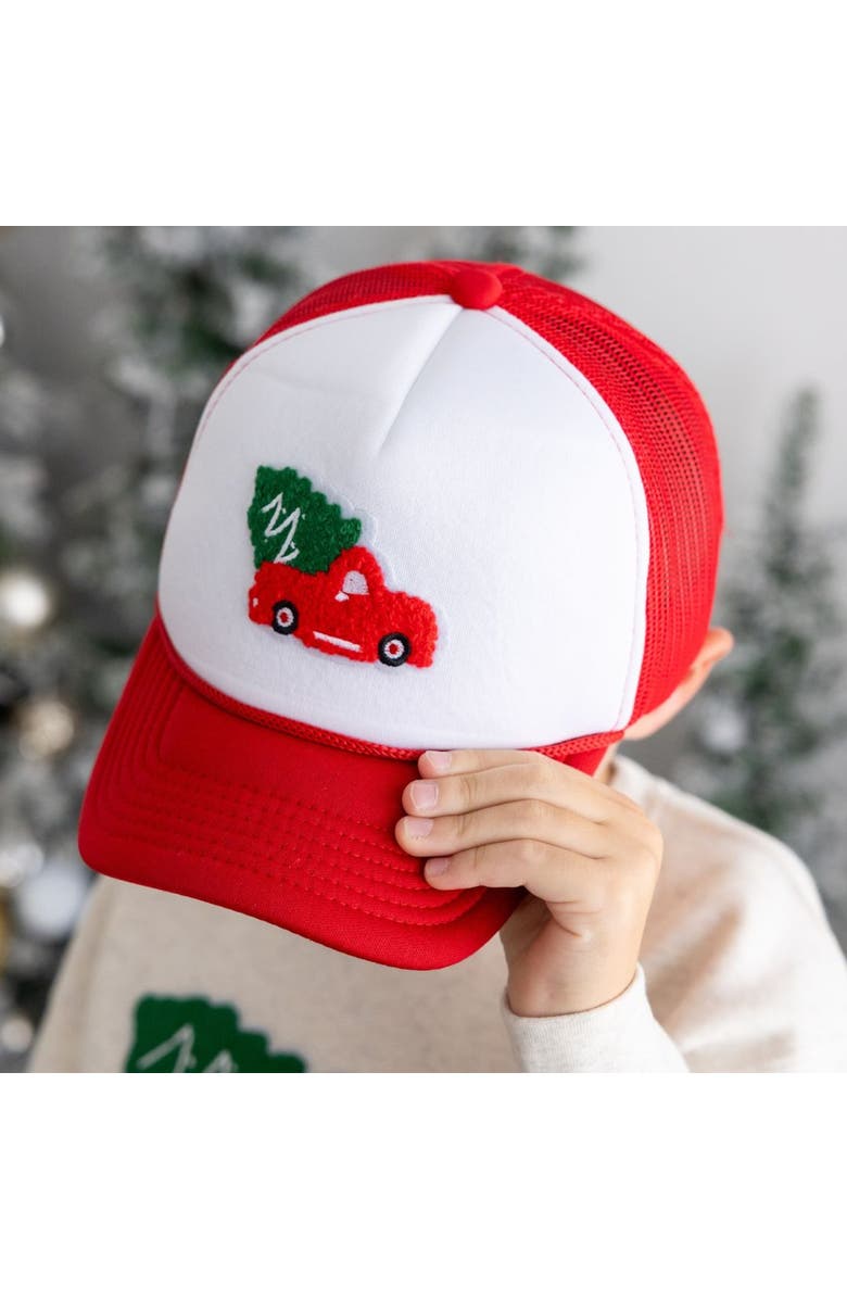 Sweet Wink Christmas Truck Patch Trucker Hat, Alternate, color, Red/White
