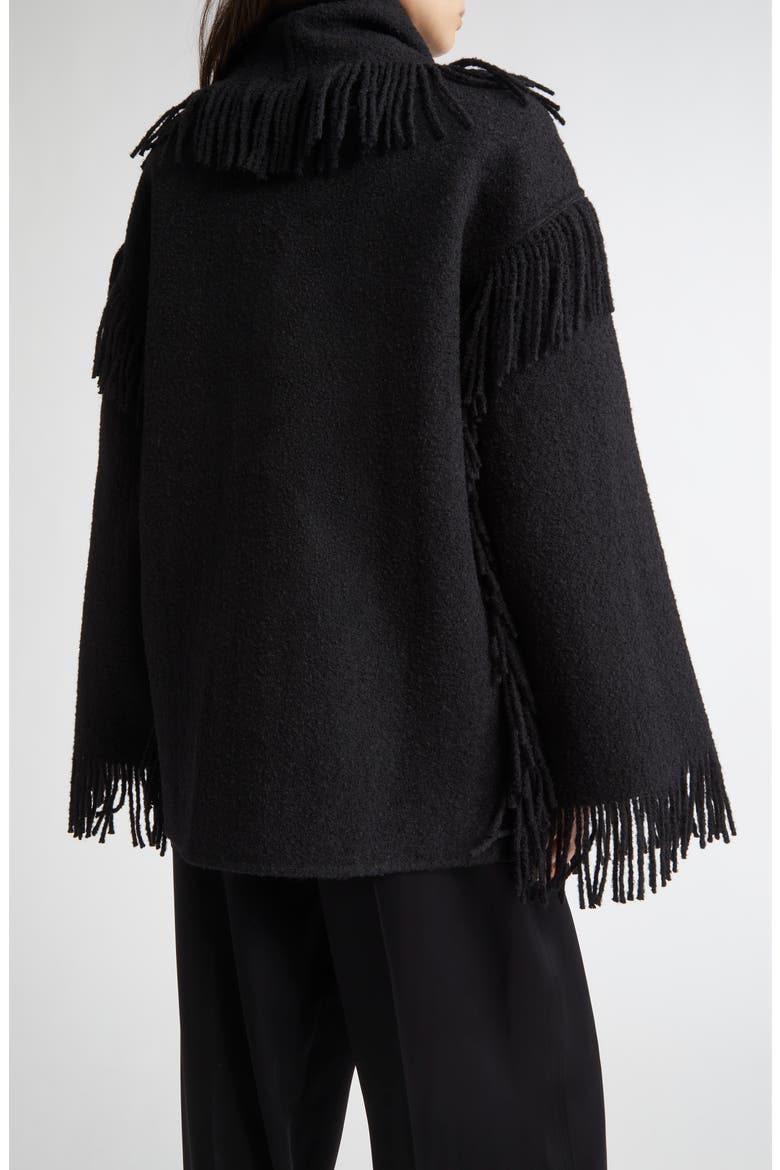 Double Face Wool Blend Scarf Jacket, Alternate, color, BLACK