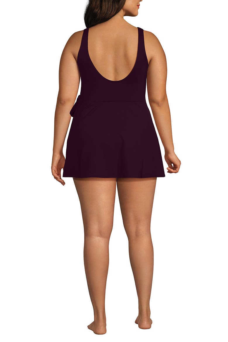 Side Tie Mini Swim Dress Swimsuit, Alternate, color, Dark Wine