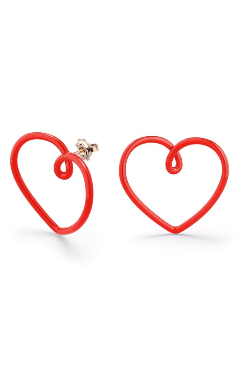 Bea Bongiasca Big Love Heart Earrings, Main, color, Red