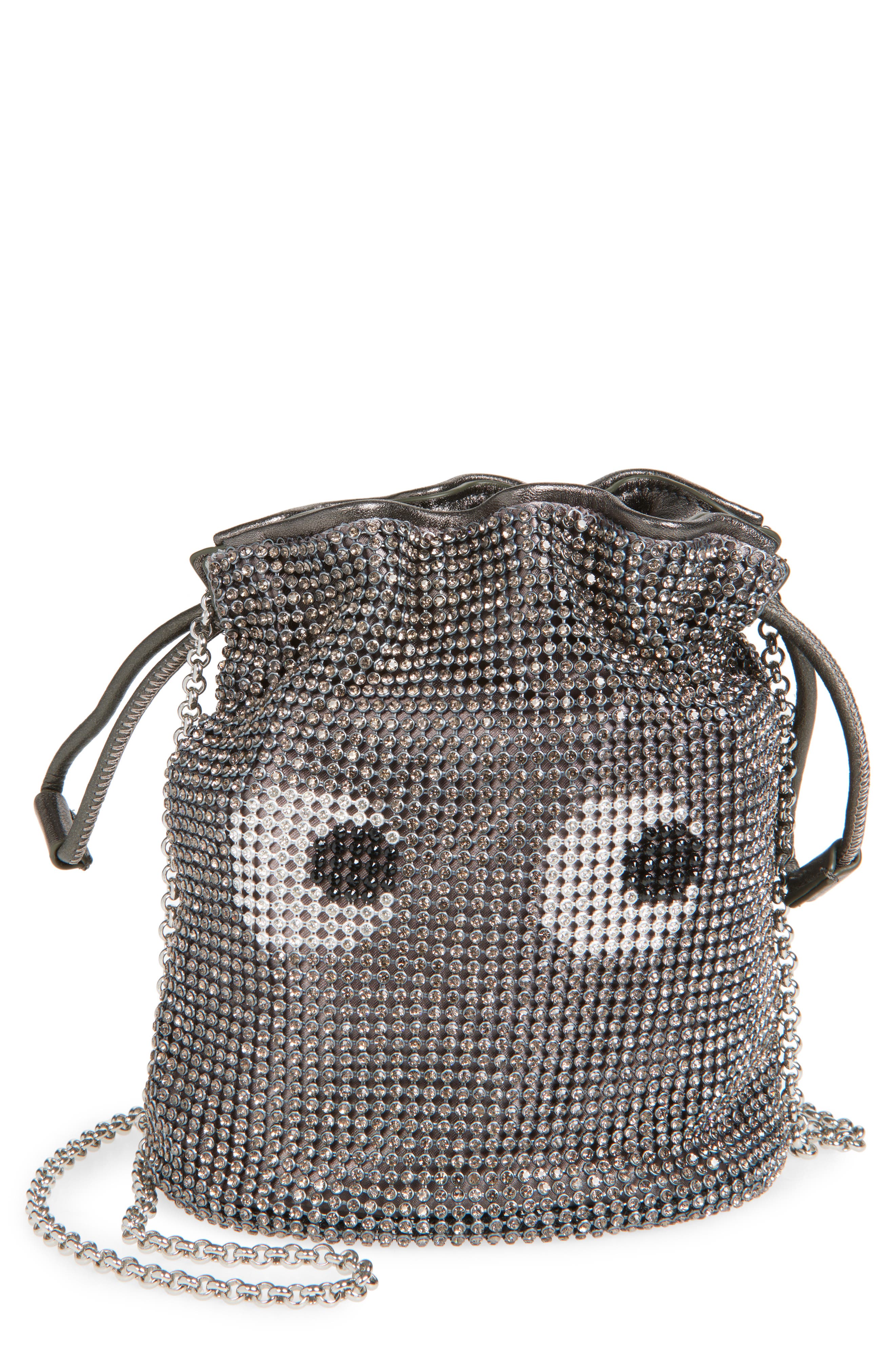 Anya Hindmarch Eyes Crystal Mesh Drawstring Pouch, Main, color, 
