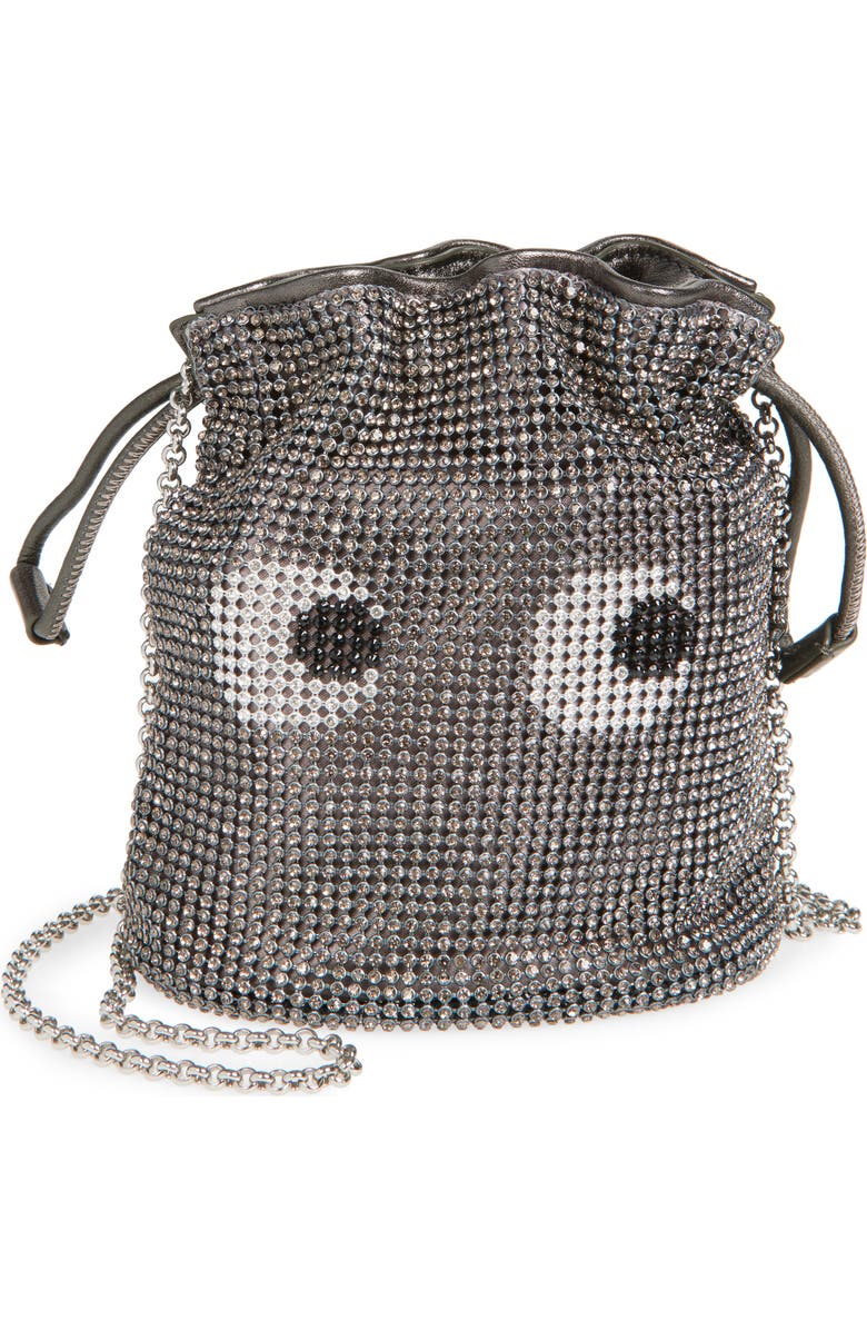 Anya Hindmarch Eyes Crystal Mesh Drawstring Pouch, Main, color,