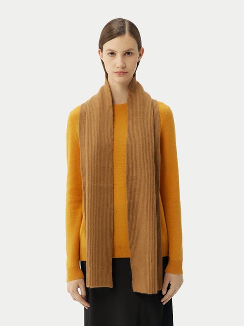 Gobi Mongolian Cashmere Fisherman Knit Scarf In Almond