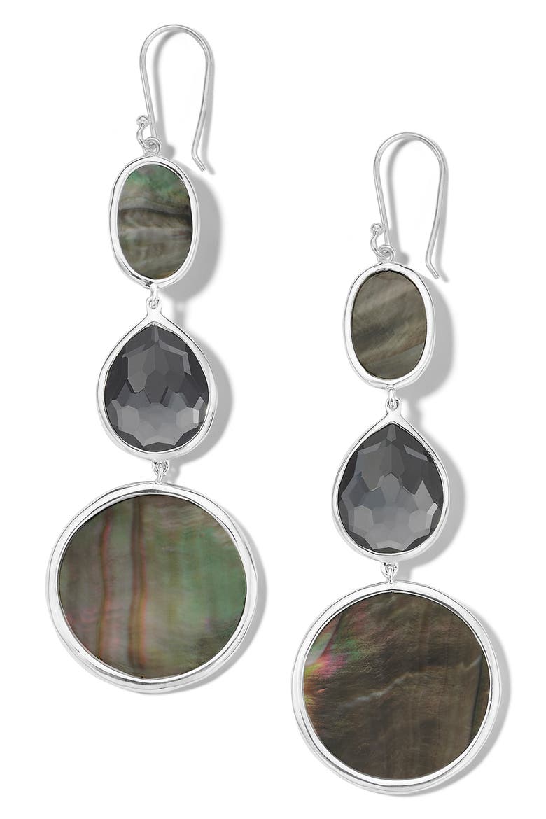 Ondine Graduated Drop Earrings, Main, color, SILVER/ HEMATITE