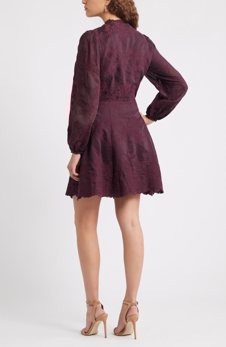 Ruffle Collar Embroidered Long Sleeve Dress