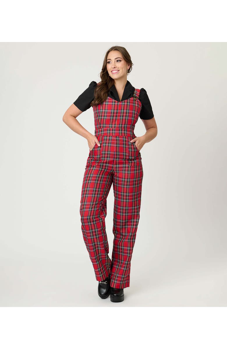 Unique Vintage Wide Leg Overalls, Main, color, Red