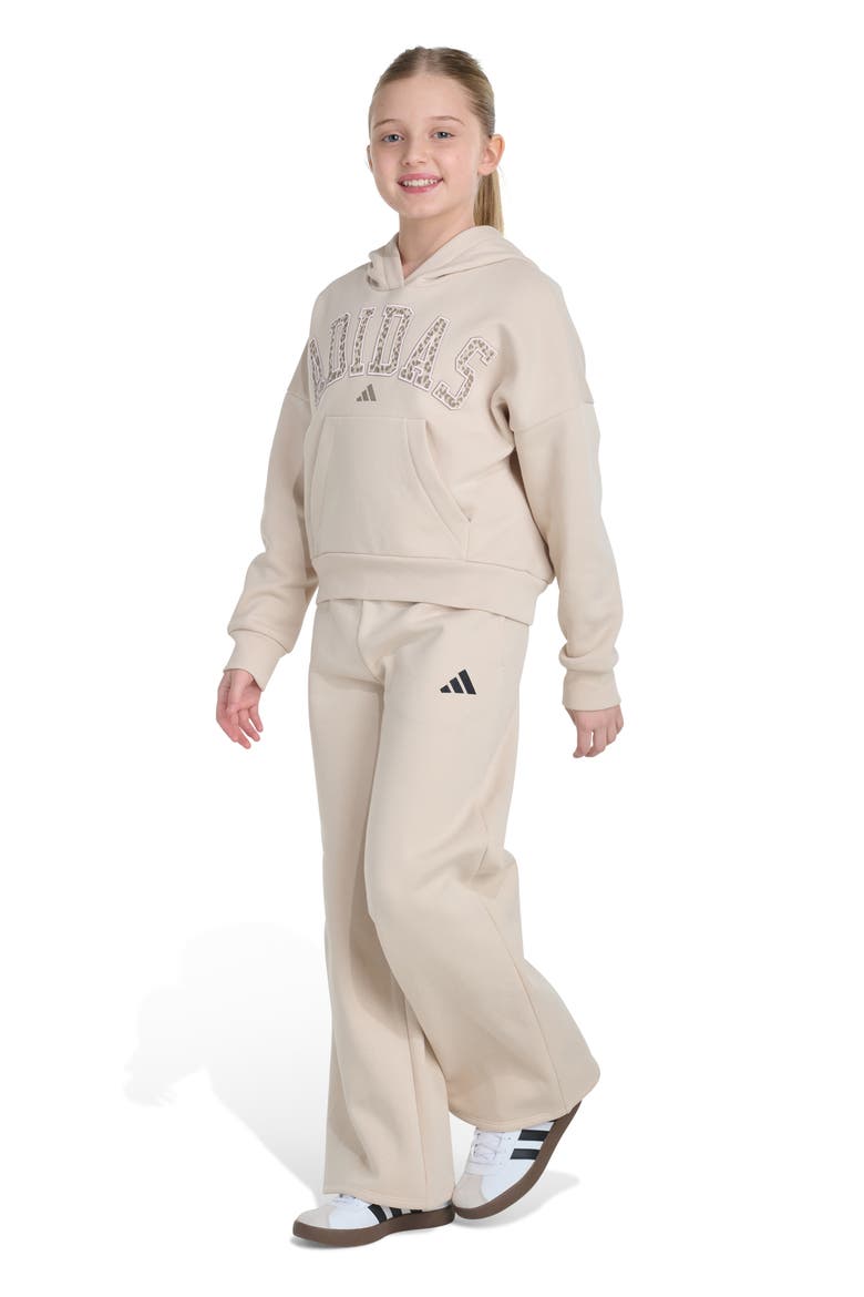 Kids' Wide Leg Fleece Sweatpants, Alternate, color, MEDIUM BEIGE