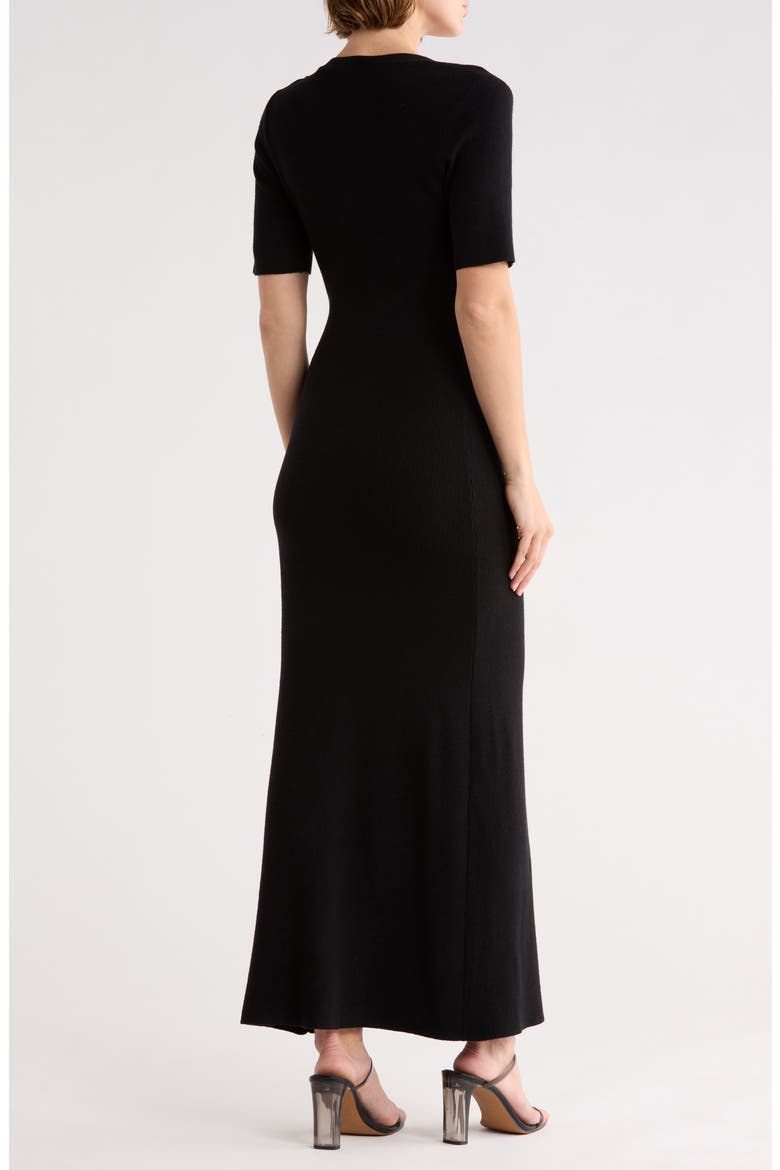Goldie Buttoned Midi Dress, Alternate, color, BLACK