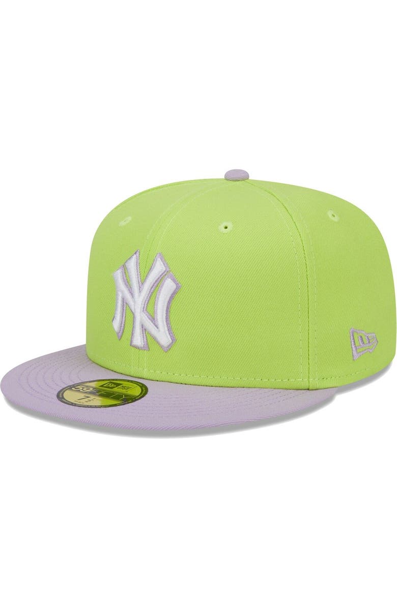 New Era Men's New Era Neon Green/Lavender New York Yankees Spring Color Two-Tone 59FIFTY Fitted Hat, Main, color,