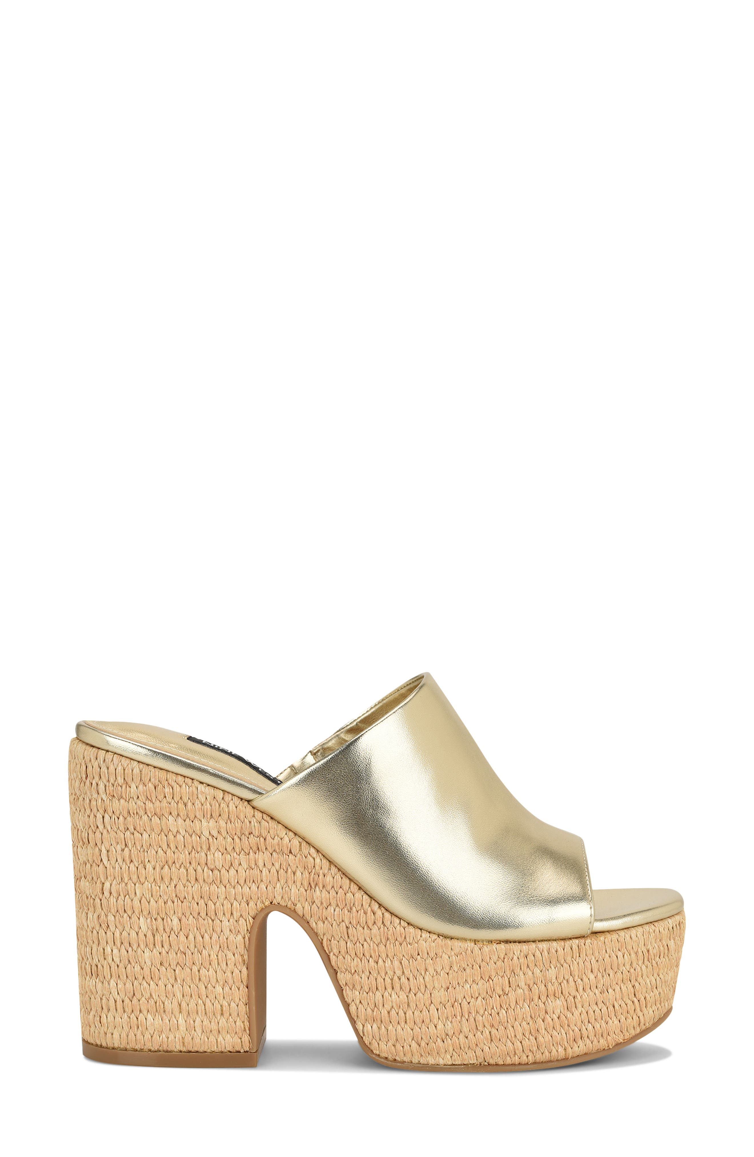 Nine West Olley Platform Slide Sandal, Alternate, color, Gold 710