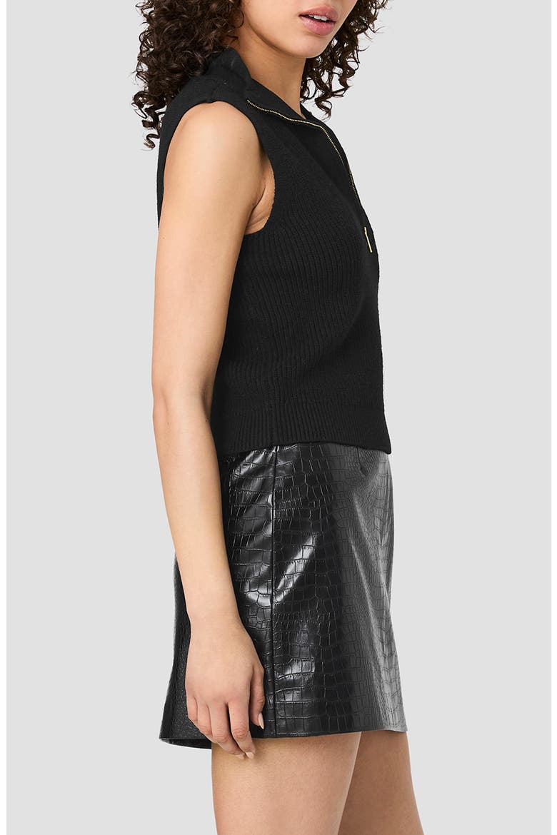 Marley Half Zip Rib Sweater Vest, Alternate, color, BLACK