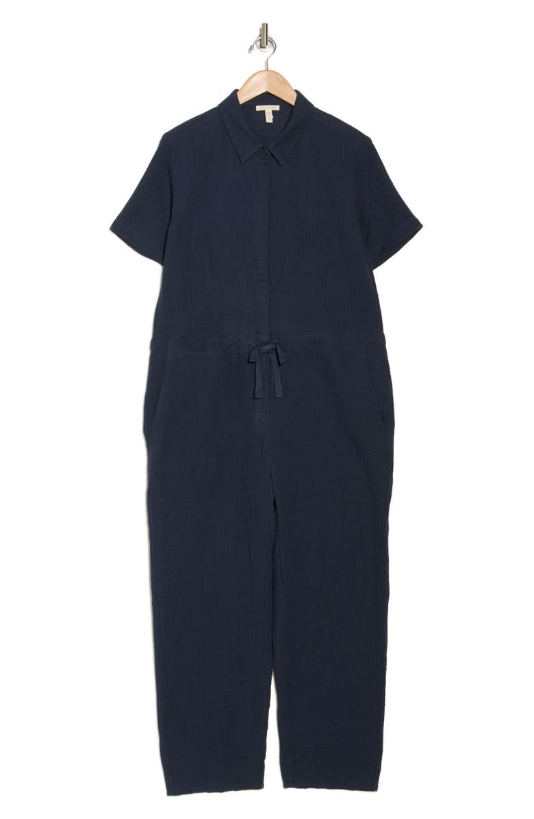 Eileen Fisher Collar Short Sleeve Organic Cotton Gauze Jumpsuit, Alternate, color, 