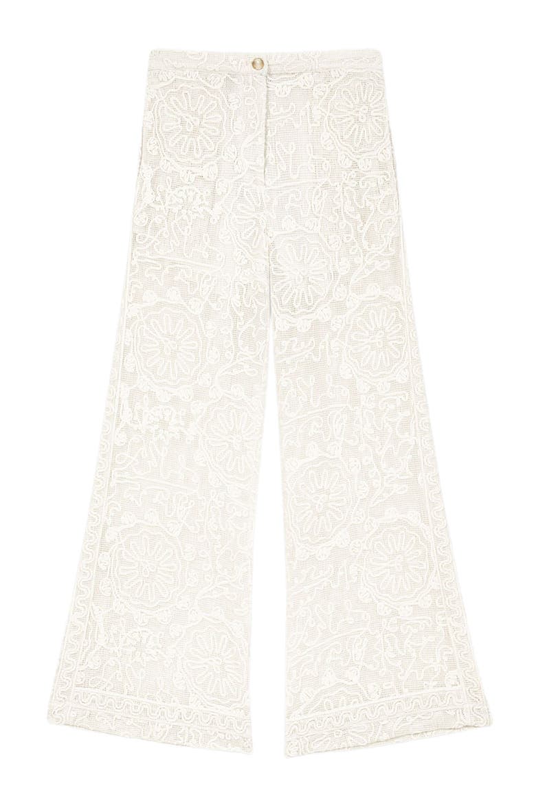 Guipure lace trousers, Alternate, color, Ecru