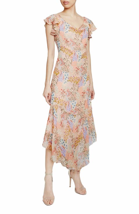 Laurel Flutter Sleeve Hi-Lo Midi Dress