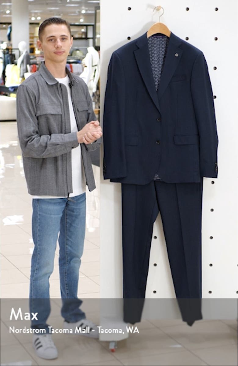 Roger Trim Fit Stretch Solid Wool Suit, sales video thumbnail