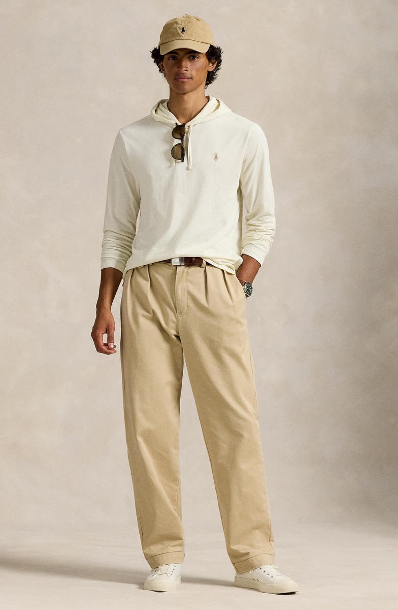 Polo Ralph Lauren Long Sleeve Cotton Jersey Hooded T-Shirt, Alternate, color, Parchment Cream