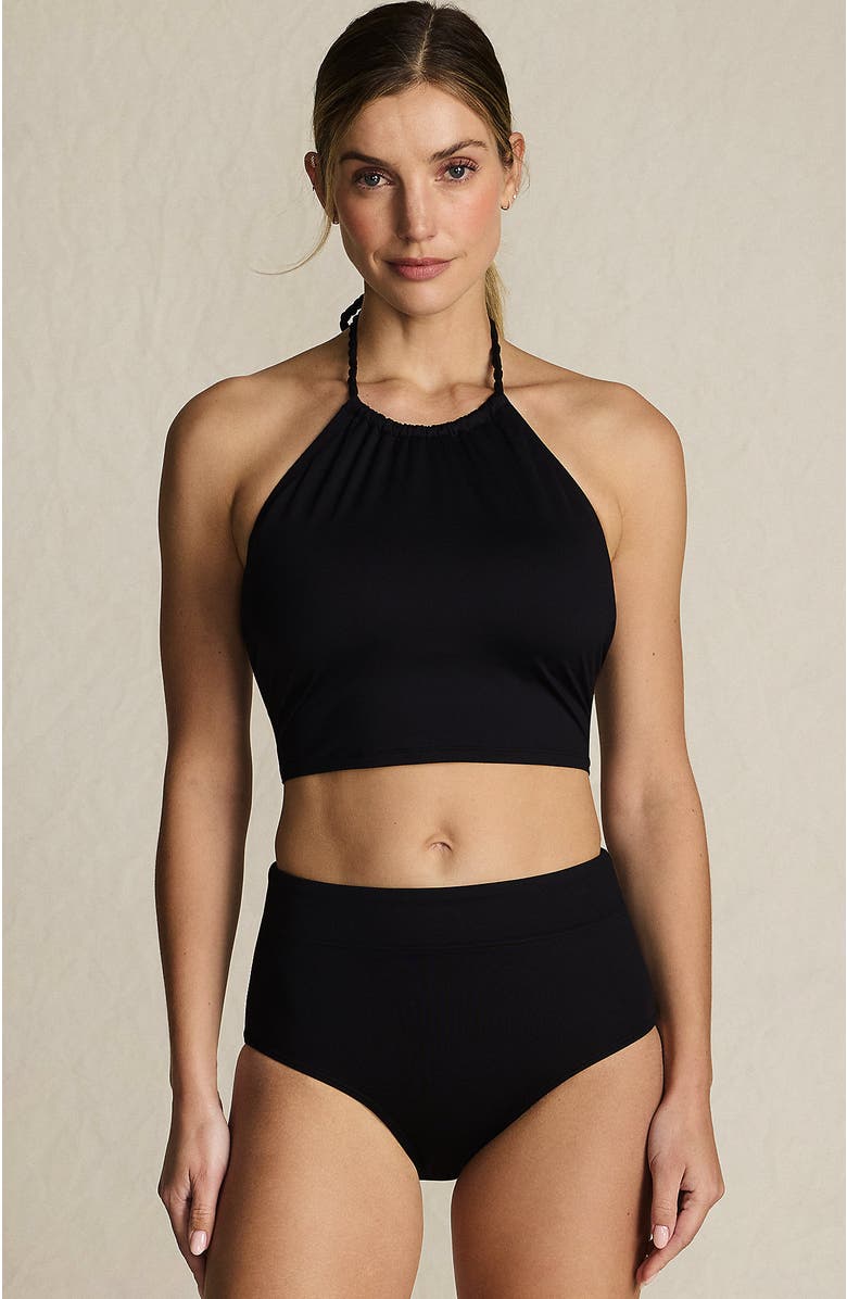Lands' End High Neck Halter Bikini Top, Main, color, Black