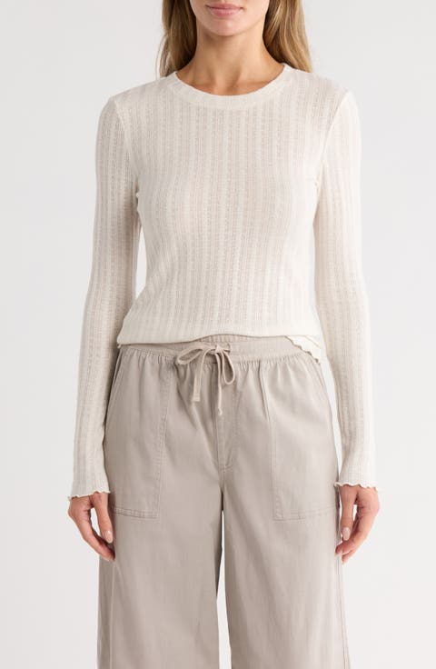 Long Sleeve Pointelle T-Shirt