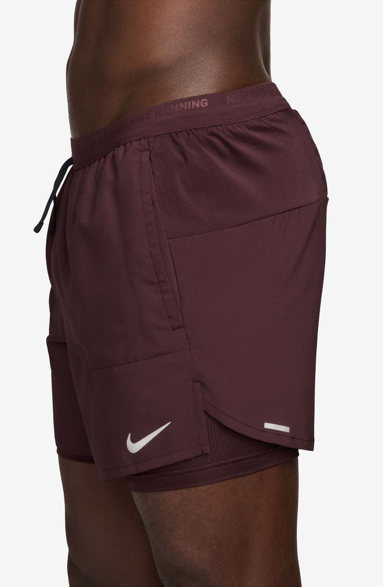 Nike Dri-FIT Stride 2-in-1 Running Shorts, Alternate, color, Burgundy Crush/ Silver