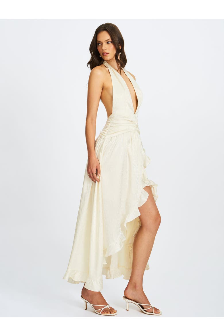 Nalani Floral Ruffled Halter Maxi Dress, Alternate, color, Ivory