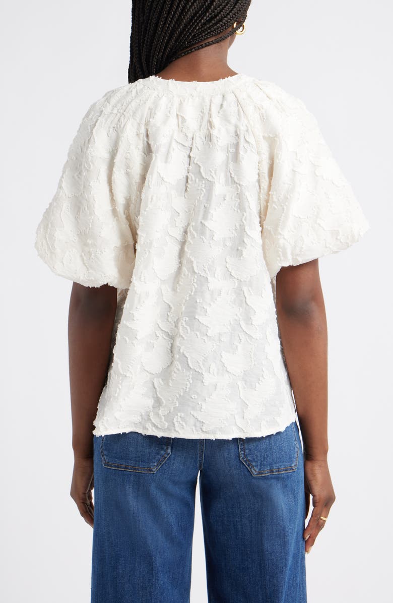 Caslon<sup>®</sup> Floral Jacquard Puff Sleeve Top, Alternate, color, 