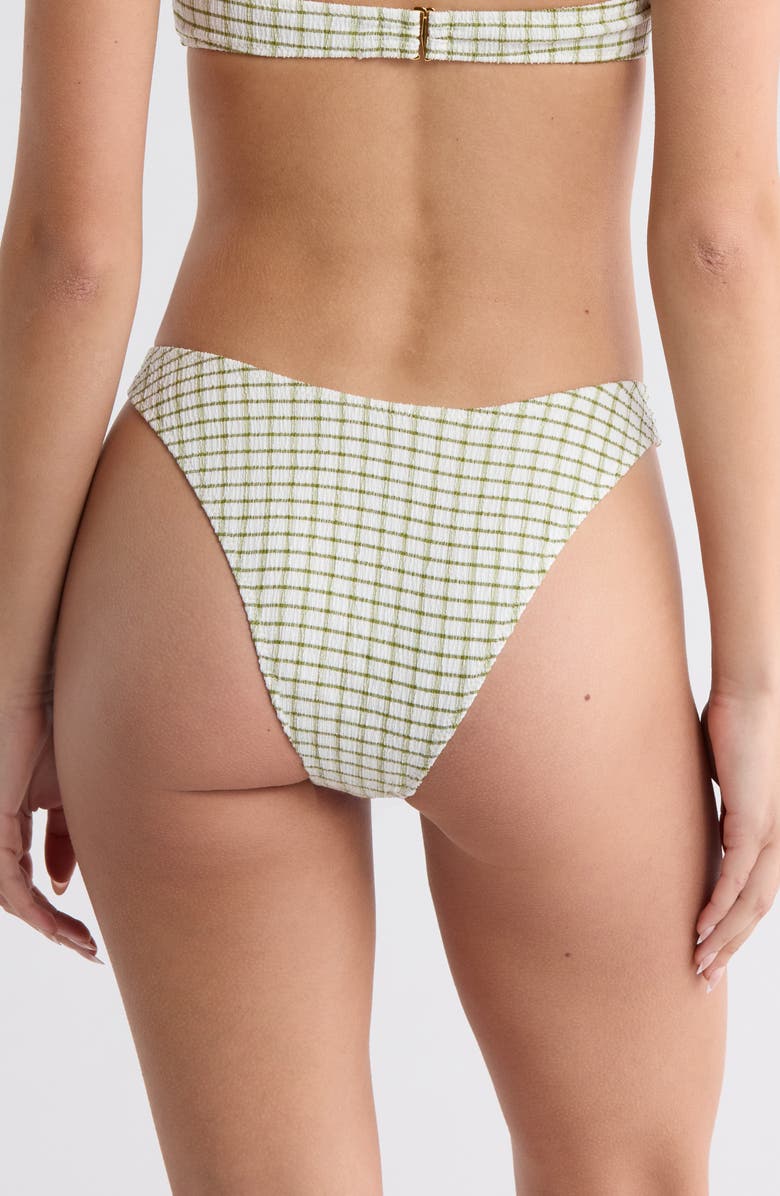 PacSun Jade Textured Bikini Bottoms, Alternate, color, Green/ Tan Plaid