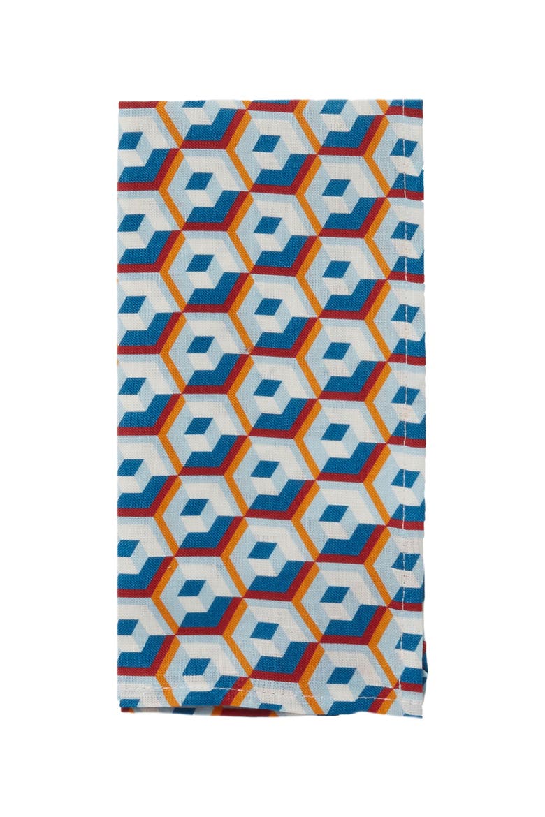 Large Napkins Set Of 2 (45X45) Cubo Giallo/Fuxsia Blue, Alternate, color, Cubo Giallo/Fuxsia Blue