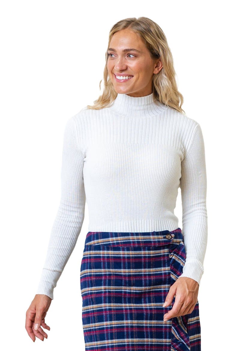 Women's Mock Neck Rib Knit Sweater, Main, color, Soft White Structured Rib