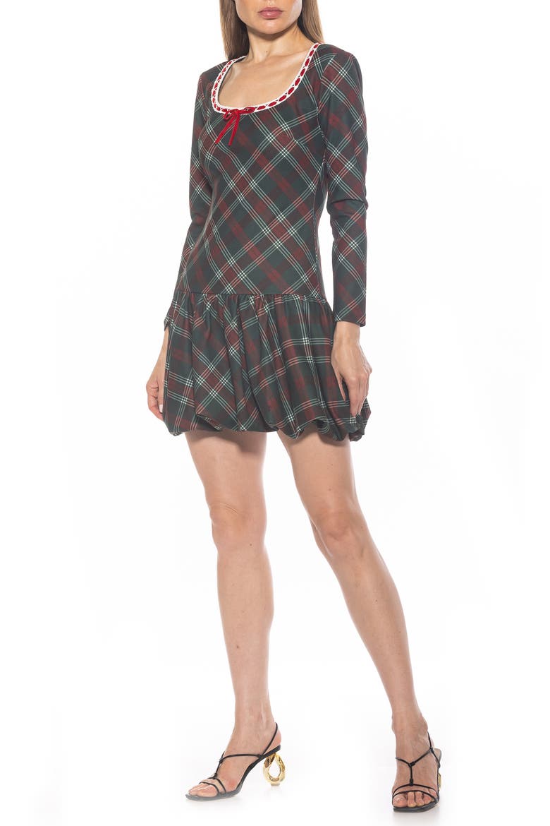 Rach Bubble Hem Drop Waist Dress, Alternate, color, GREEN PLAID