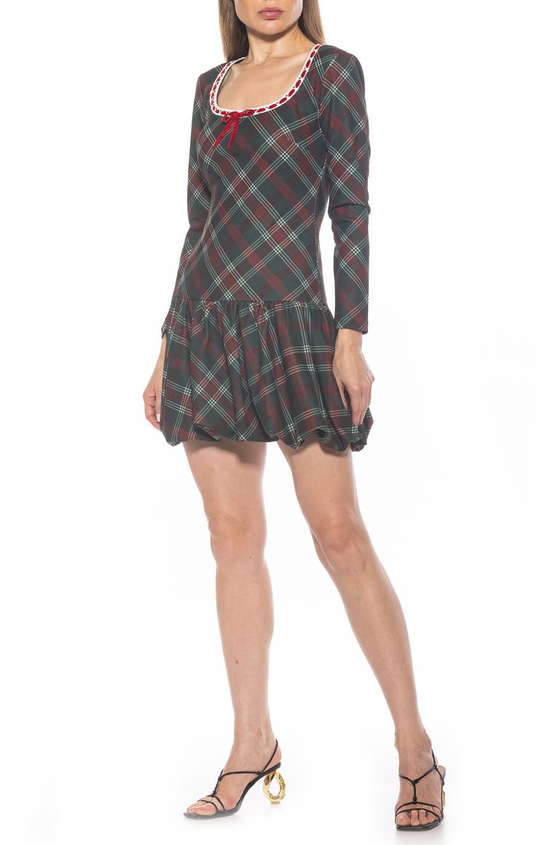 Alexia Admor Rach Bubble Hem Drop Waist Dress, Alternate, color, Green Plaid