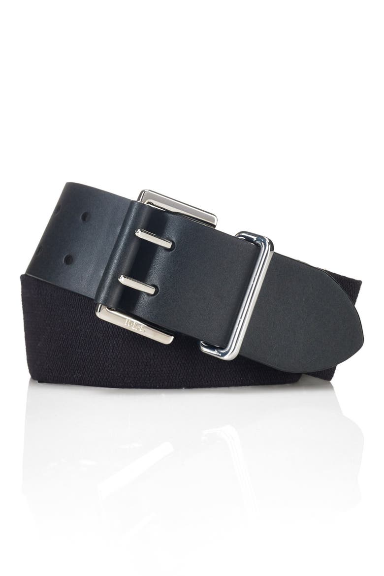Stretch Double Prong Belt, Main, color, BLACK
