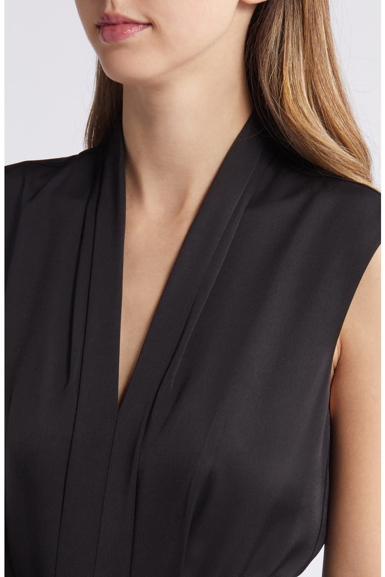 Plunge Neck Satin Jumpsuit, Alternate, color, BLACK