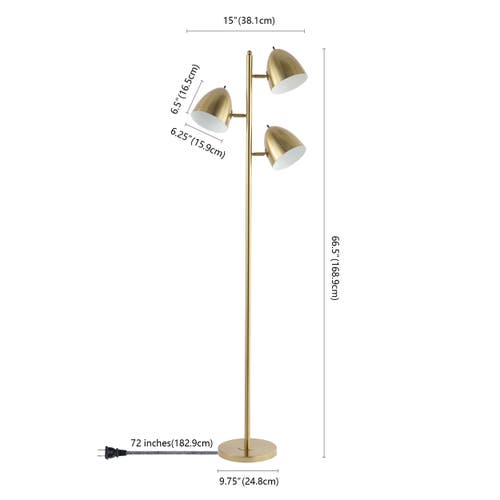 Jonathan Y Billy 66.5" 3-light Modern Contemporary Iron Led Floor Lamp In Brass Gold