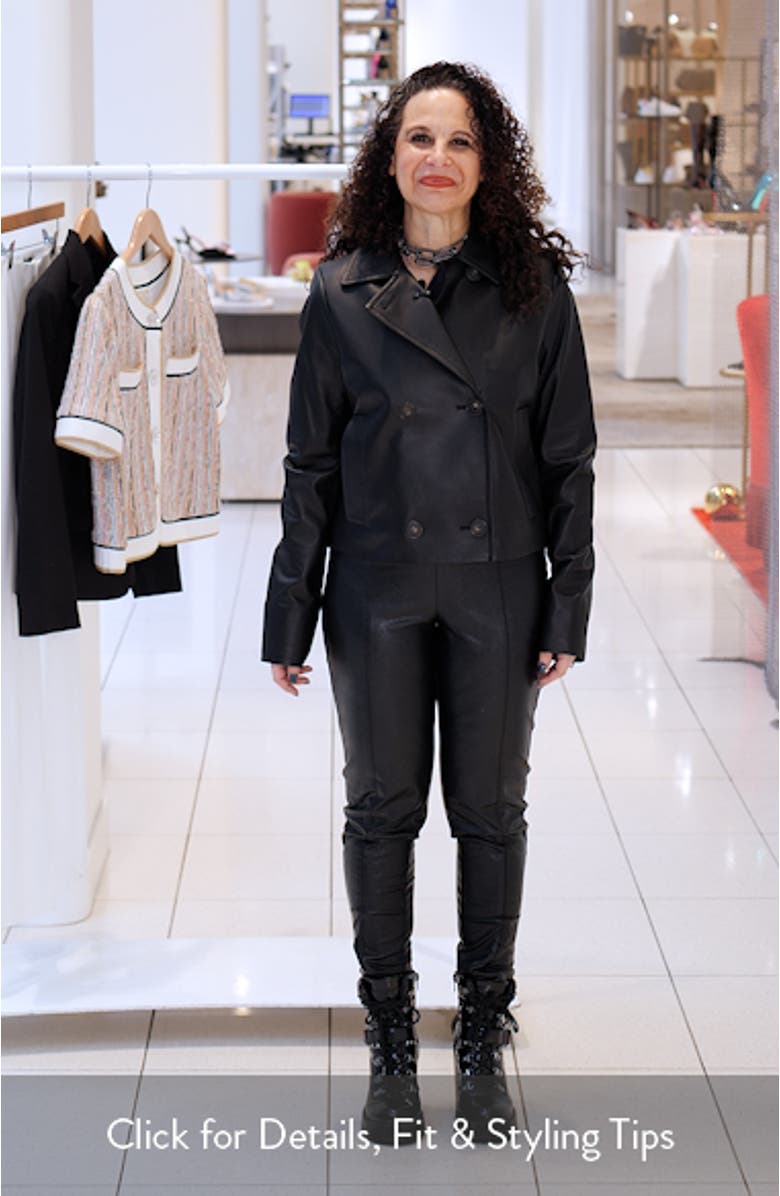 Shrunken Double Breasted Leather Peacoat, sales video thumbnail