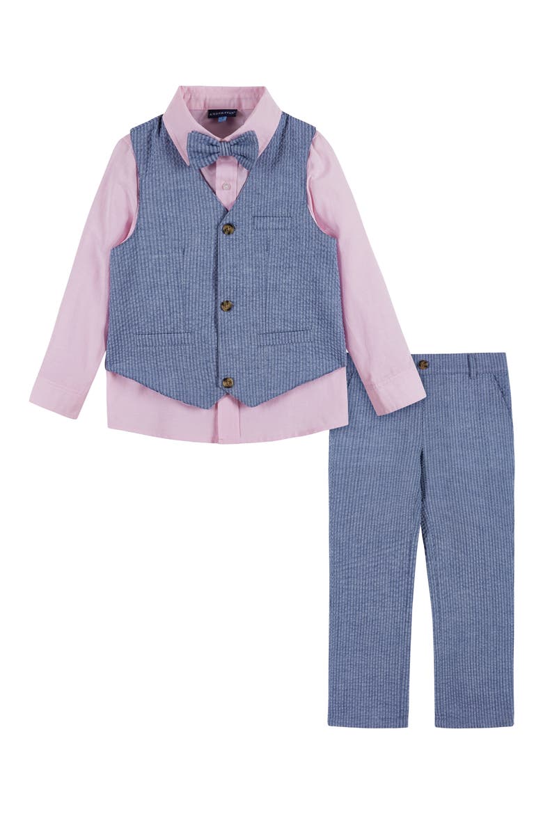 Kids' Bowtie, Shirt, Vest & Pants Set, Main, color, BLUE/ PINK