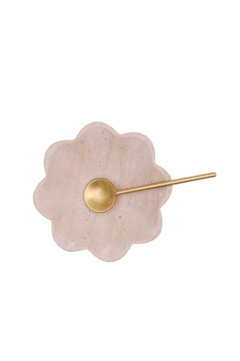 Abigail Scallop Marble Bowl & Spoon Set of 2, Alternate, color, Beige