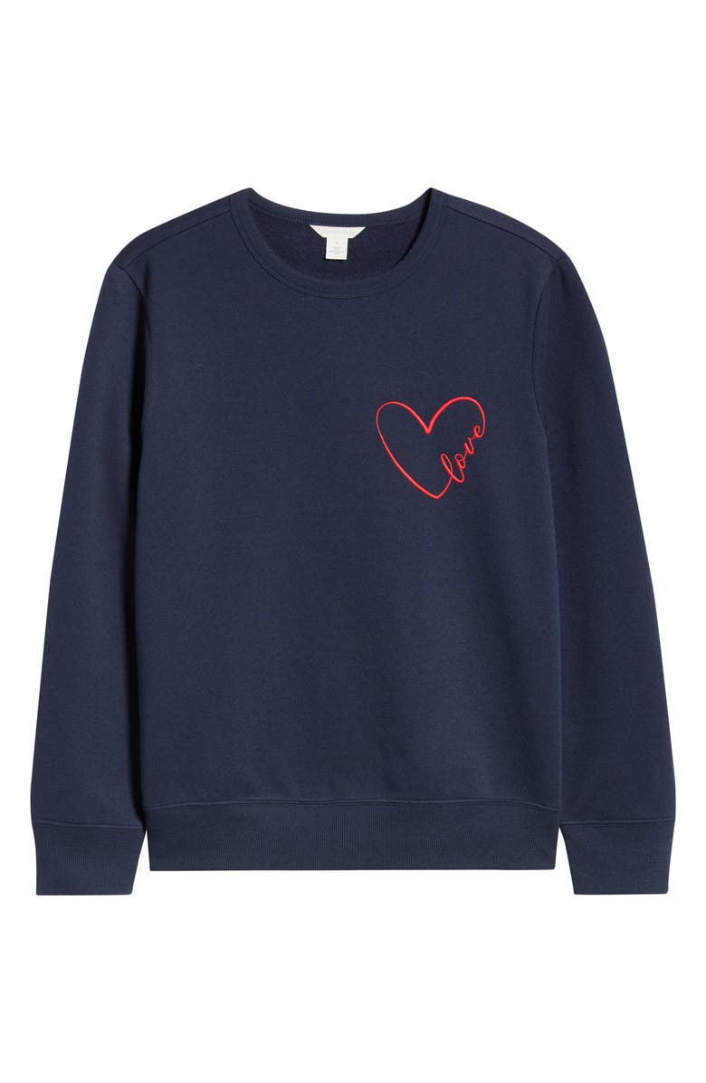 Caslon<sup>®</sup> Love Embroidered Sweatshirt, Alternate, color, Navy Still Red Goji Heart