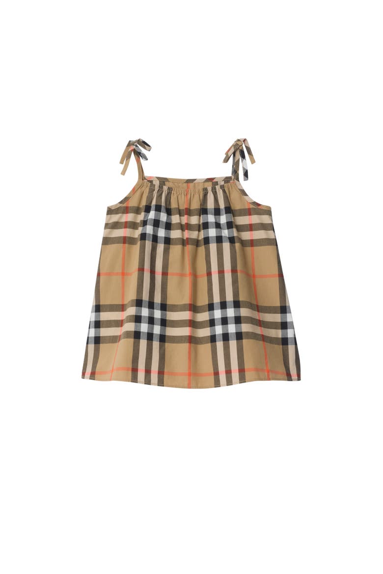 Check Cotton Dress with Bloomers, Alternate, color, Sand beige