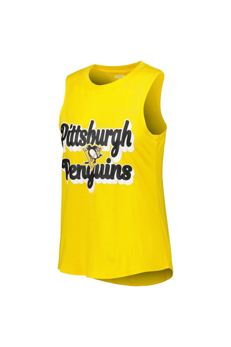 Women's Concepts Sport Gold/Heather Black Pittsburgh Penguins Meter Muscle Tank Top & Pants Sleep Set, Alternate, color, Black