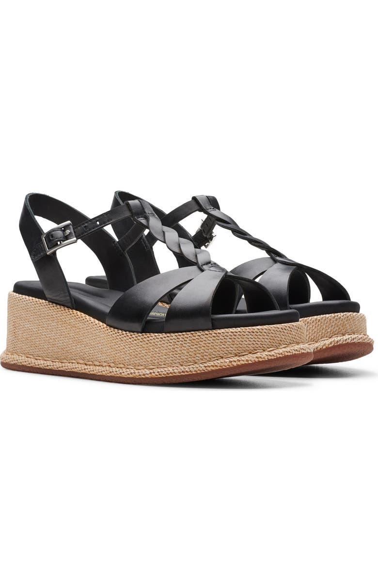 Clarks<sup>®</sup> Kimmei Twisted Ankle Strap Platform Wedge Sandal, Main, color,