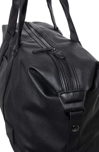 Pebbled Faux Leather Travel Duffle Bag